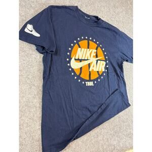 VINTAGE 90s Nike Air Basketball Shirt Mens Blue Graphic Center Swoosh Tee Large